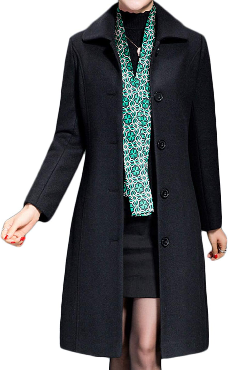Women’s Wool Trench Coat Winter Long Thick Overcoat Coats